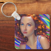 虹の光を放つ夢見心地の少女 キーホルダー (正面)
