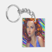 虹の光を放つ夢見心地の少女 キーホルダー (正面左)