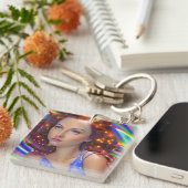 虹の光を放つ夢見心地の少女 キーホルダー (正面右)