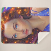 虹の光を放つ夢見心地の少女 シェルパブランケット (正面(横))