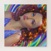 虹の光を放つ夢見心地の少女 ジグソーパズル (横)