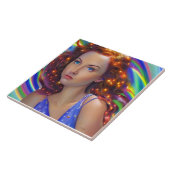 虹の光を放つ夢見心地の少女 タイル (側面)