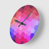 虹の六角シェブロン模様 ラウンド壁時計 (傾斜)