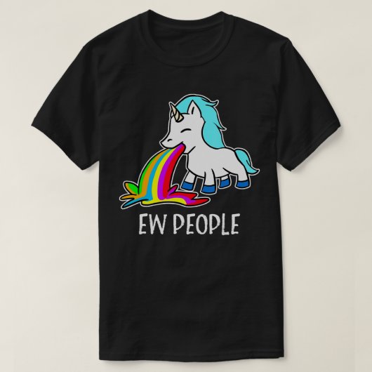 虹の内向者を吐くEw People おもしろい Unicorn Tシャツ (デザイン正面)