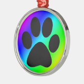 虹の円形犬Paw.png メタルオーナメント (左)