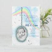 虹の写真の誕生の発表を用いる5x7円 招待状 (スタンド正面)