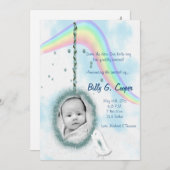 虹の写真の誕生の発表を用いる5x7円 招待状 (正面/裏面)