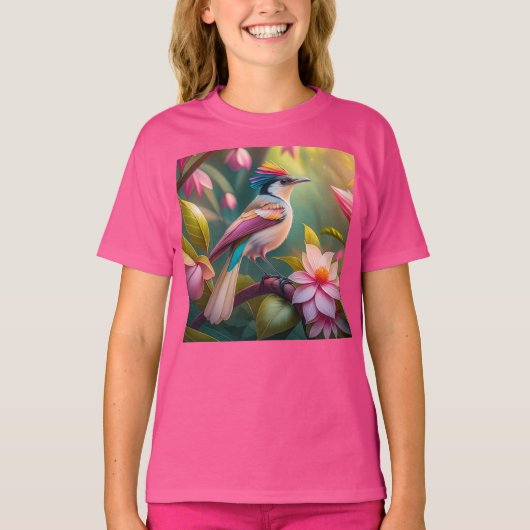 虹の冠を戴くカケス幻想の鳥 Tシャツ (正面)