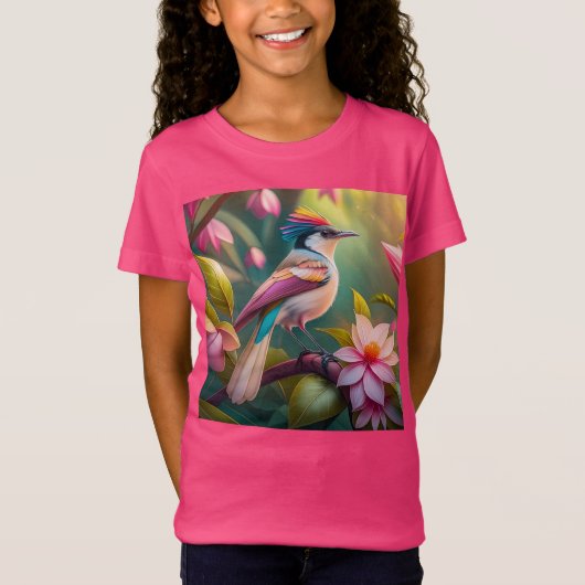 虹の冠を戴くカケス幻想の鳥 Tシャツ (正面)