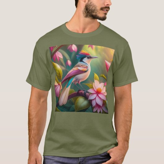 虹の冠を戴くカケス幻想の鳥 Tシャツ (正面)