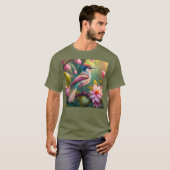 虹の冠を戴くカケス幻想の鳥 Tシャツ (正面フル)