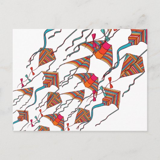 虹の凧のパターン ポストカード (正面)