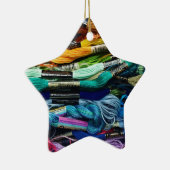 虹の刺繍のフロス|は縫う|に通します セラミックオーナメント (右)