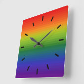 虹の勾配ストライプの スクエア壁時計 (傾斜)