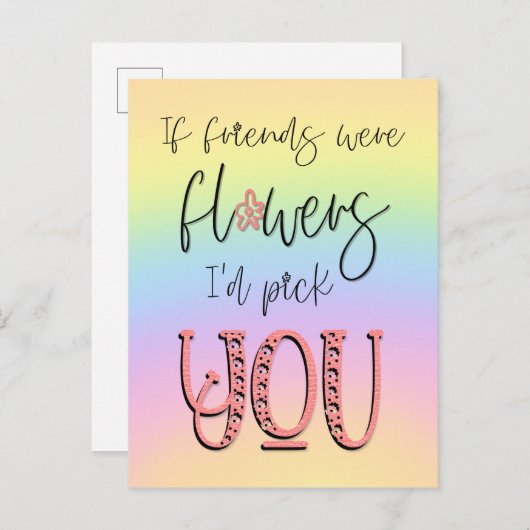 虹の友人の花あなたが選ぶだろう引用文 ポストカード (正面/裏面)