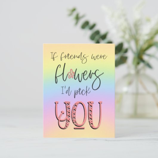 虹の友人の花あなたが選ぶだろう引用文 ポストカード (スタンド正面)