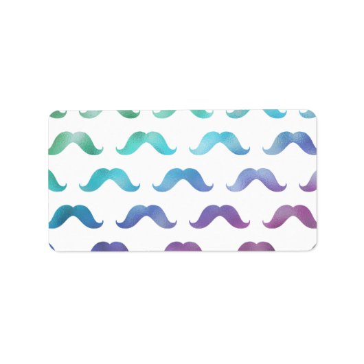 虹の口ひげフェイク箔メタリックな口ひげ ラベル (正面)