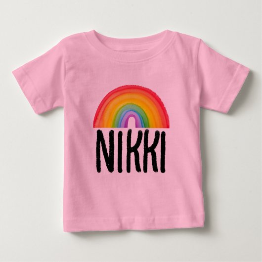 虹の名前カスタマイズ女の子幼児Tシャツ ベビーTシャツ (正面)