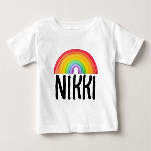虹の名前カスタマイズ女の子幼児Tシャツ ベビーTシャツ (正面)