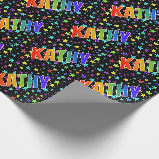 虹の名前 "KATHY" + 星 ラッピングペーパー (角)