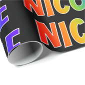 虹の名"ニコール"; おもしろい及びカラフル ラッピングペーパー (ロールコーナー)