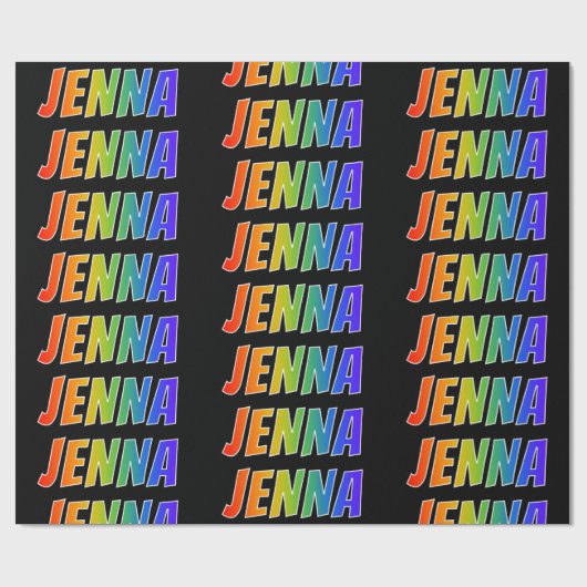 虹の名"JENNA"; おもしろい及びカラフル ラッピングペーパー (フラット)