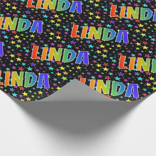虹の名"LINDA" +星 ラッピングペーパー (角)