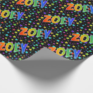 虹の名"ZOEY" + 星 ラッピングペーパー