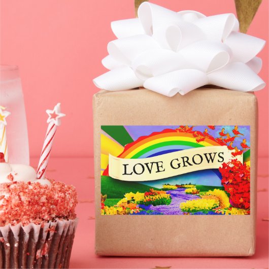 虹の向こうに 長方形シール (パーティー)