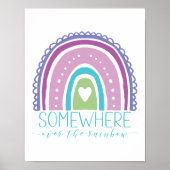虹の向こうのモダンでおしゃれなカラフルなP ポスター (正面)
