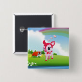 虹の国場面のかわいい愛シカの子鹿 缶バッジ (正面&裏面)