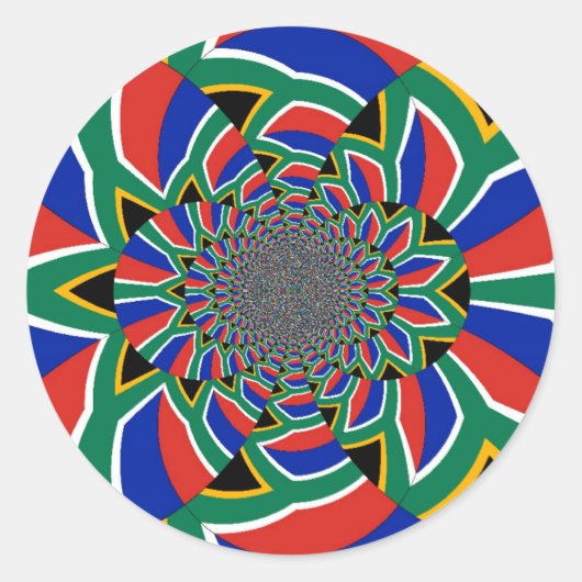 虹の国:南アフリカの鮮やかなアートプリント ラウンドシール (正面)