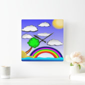 虹の地 スクエア壁時計 (ホーム)