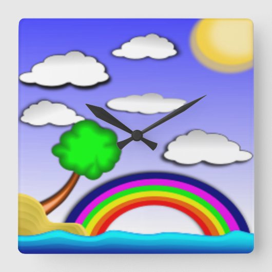 虹の地 スクエア壁時計 (正面)