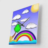 虹の地 スクエア壁時計 (傾斜)