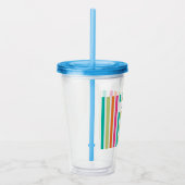 虹の垂直ストライプカラフル数々のレトロカラー アクリルタンブラー (右)