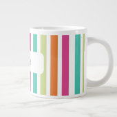 虹の垂直ストライプカラフル数々のレトロカラー ジャンボコーヒーマグカップ (右)