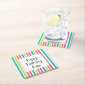 虹の垂直ストライプカラフル数々のレトロカラー スクエアペーパーコースター (インサイチュ)