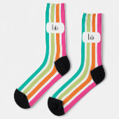 虹の垂直ストライプカラフル数々のレトロカラー ソックス (左)