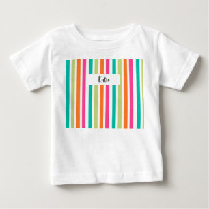 虹の垂直ストライプカラフル数々のレトロカラー ベビーTシャツ