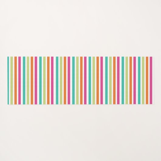 虹の垂直ストライプカラフル数々のレトロカラー ヨガマット (裏面(横))