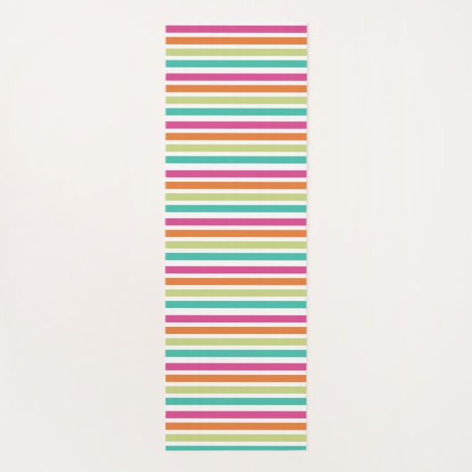 虹の垂直ストライプカラフル数々のレトロカラー ヨガマット (裏面)