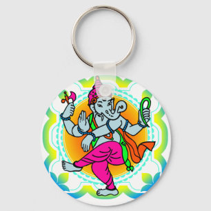 虹の多彩なデザインのGanesh キーホルダー