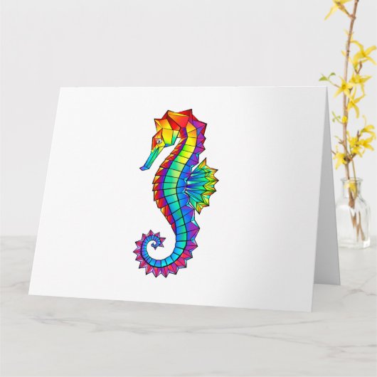 虹の多角形の木馬 カード (黄色い花)