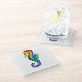 虹の多角形の木馬 ガラスコースター (アングル)