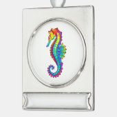 虹の多角形の木馬 シルバープレートバナーオーナメント (左)