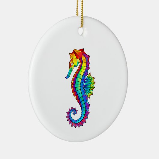 虹の多角形の木馬 セラミックオーナメント (右)