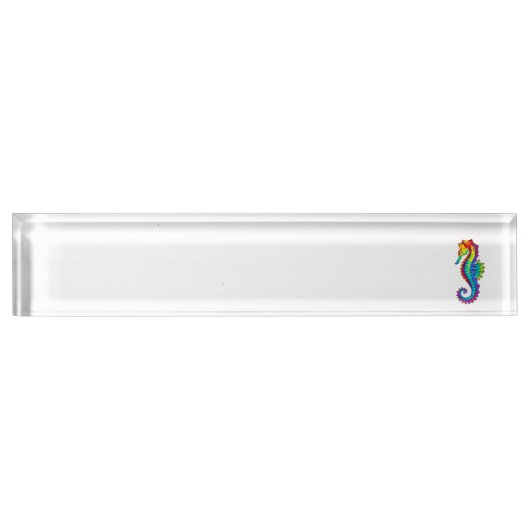 虹の多角形の木馬 デスクネームプレート (正面)