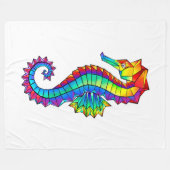 虹の多角形の木馬 フリースブランケット (正面(横))