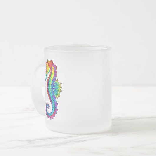 虹の多角形の木馬 フロストグラスマグカップ (正面左)